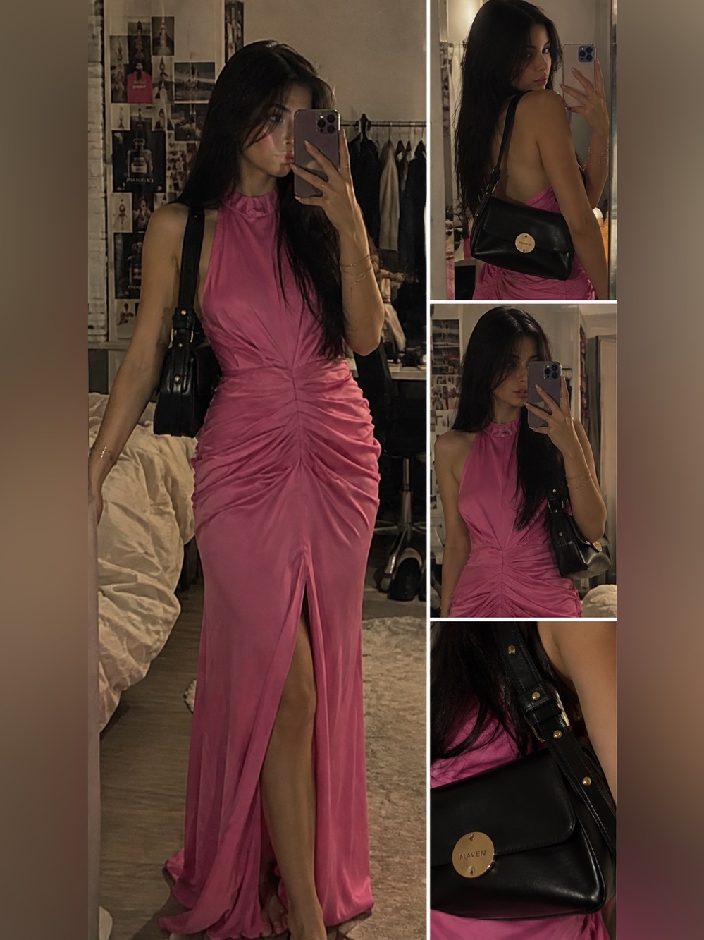 AIIFOS Ruched Maxi Dress in Pink Like New